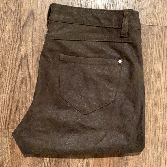 ZARA Python Snakeskin Suede Stretchy Skinny Jeans w/ ankle zips!!! Size 6 - Picture 9 of 16